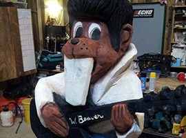 Elvis Beaver Wood Carving