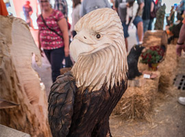 Eagle American Flag Wood Carving