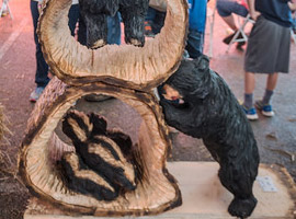Bears Playing Chainsaw Sculpture