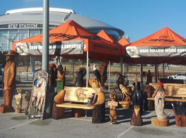 Benches and Chainsaw Carvings AT&T Stadium