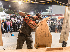 Chainsaw Carving Festival Entertainment Crowd